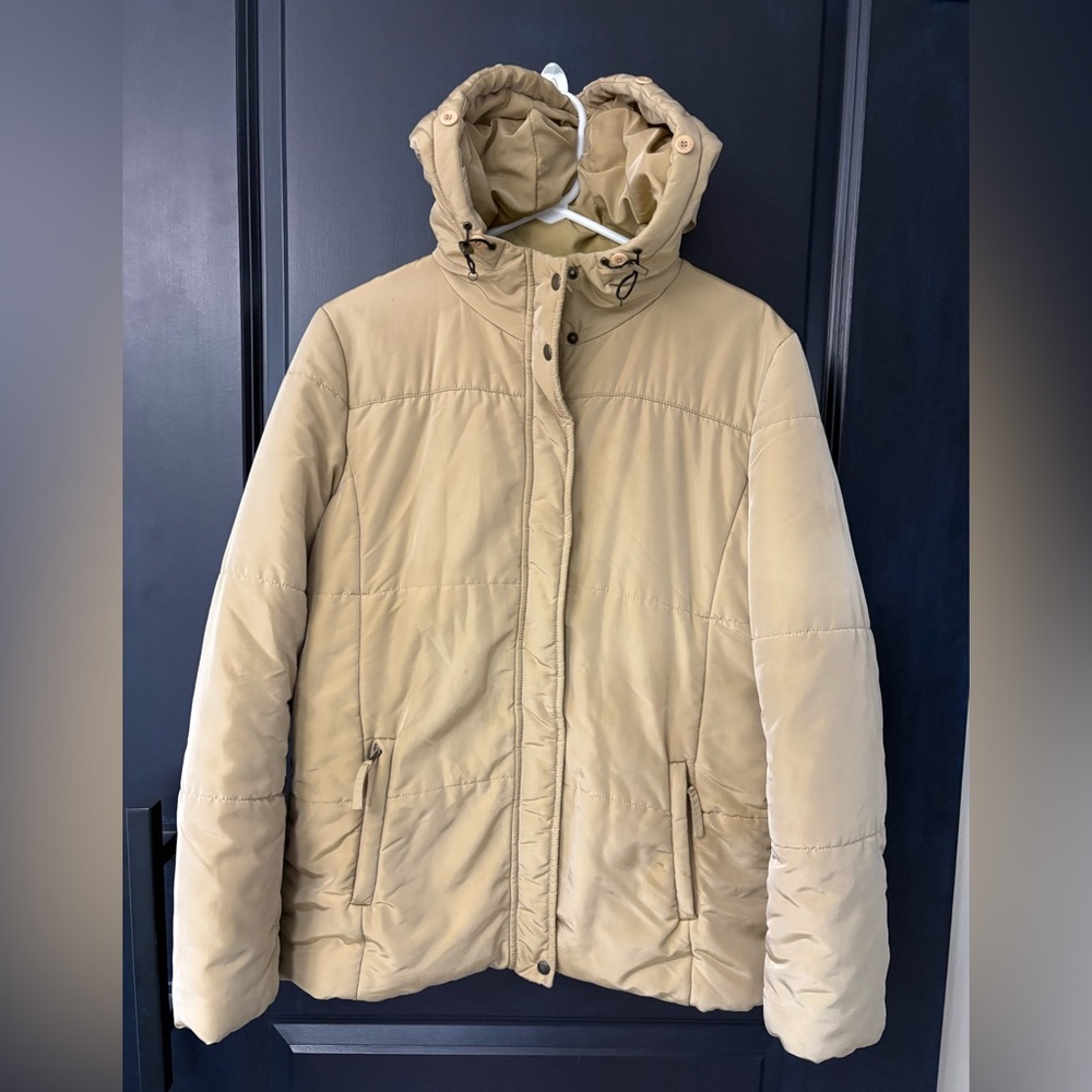 FIOCCHI ITALY CLASSIC Tan Puffer Coat Jacket with Hood  ***missing fur trim